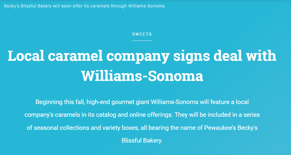 OnMilwaukee feature: Local caramel company signs deal with Williams-Sonoma